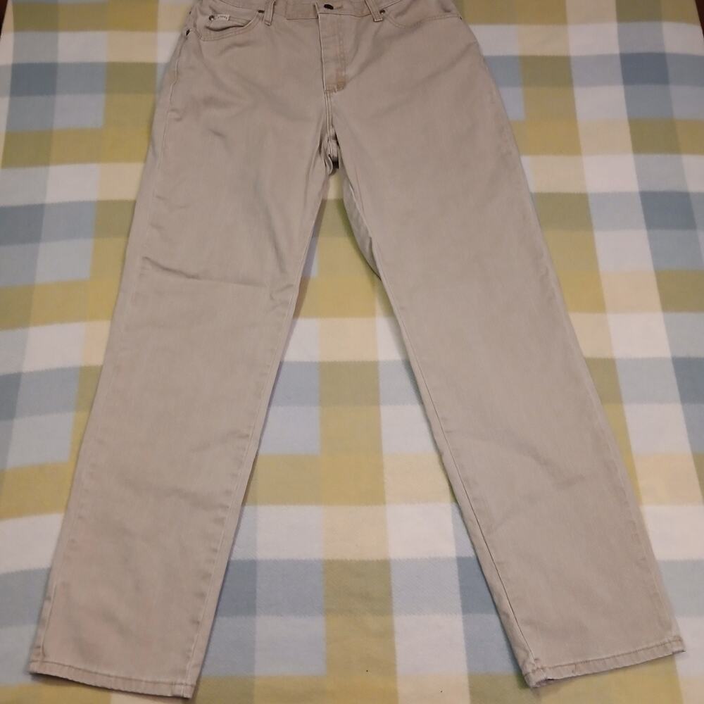 Riders by Lee Womens Tan High Rise Straight Leg Denim Jeans 14L